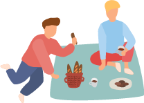 ピクニックをする人たちのイラスト