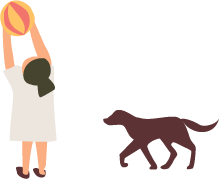 女の子と犬のイラスト